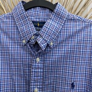 Ralph Lauren Men's Button Down Classic Fit Large Purple Blue